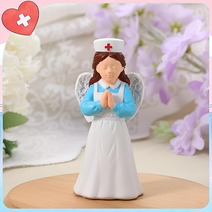 Nurse Angle Figurine 3.9 Inch Nurse Resin Doll Desk Decor Gift for Nurses Practitioner, Nurses Day Souvenirs, Healthcare Workers Home Office Desktop Decor