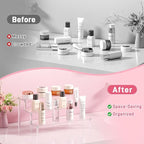 2 Packs Acrylic Display Stand Riser,3 Tier Perfume Organizer Cupcake Stand Acrylic Pop Shelves Holder,Clear Desk Display Shelf for Figure,Trinket,Collectibles,Dessert Stands for Party Decor-11.6in