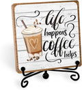 Coffee Lover Gifts for Women Men, Funny Coffee Bar Accessories, Table Decorations Supplies, Desk Shelf Cubicles for Bar Decoration Plaque Gifts