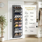 KEEPJOY 10 Tiers Mesh Over Door Shoe Organizer Storage, Hanging Shoe Holder for Door with Large Deep Pockets, Holds 20-30 Pairs of Shoes, Ideal for Sneakers & Boots.(Grey)