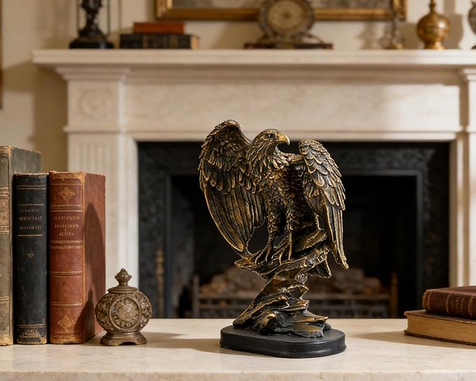 Vintage Eagle Statue for Home Office Man Table Decoration 10 inch Eagle Scout Gifts, US Citizenship Gifts, Symbol of Justice and Freedom