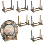 NiHome 6" Multi-Purpose Wooden Display Stands for Plates, Photos, Books, Vinyl Records, Tablets, Small Art Pieces, Retro Style Stable Solid Holder for Home Decor, Retail Displays, Art Showcases (6PCS)