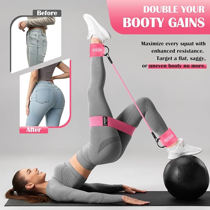 Ankle Resistance Bands with Cuffs & Fabric Resistance Bands Set - Legs & Glutes Workout Equipment for Women & Men, Home Gym Heavy Exercise Bands for Hip, Yoga, Strength Training, Rehab, Pilates