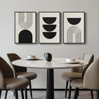 Large Framed Neutral Black and Beige Wall Art, 3 Piece Modern Canvas Prints Paintings Artwork for Walls, Minimalist Boho Geometric Pictures Wall Decor for Living Room Bedroom Home Office 20x30 In