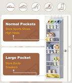 KEETDY 20 Pairs Over The Door Shoe Organizer for Closet Large Clear Pockets Hanging Shoe Rack for Door Hanger Boot Holder Storage for Men Sneakers, Grey