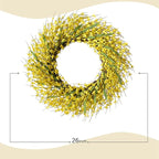 26 Inch Spring Wreaths for Front Door, Large Artificial Forsythia Flowers Wreath, Spring Summer Floral Wreath All Season for Home, Wall, Window, Porch, Wedding, Farmhouse Decor (Yellow)