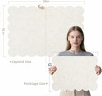 Lightomorrow Scalloped Bulletin Board, 24 x 18 Inches Felt Pin Board - Decorative Cork Alternative for Wall, Foldable Picture Self-Adhesive Vision Prayer Board with 20 Pushpins - Oatmeal