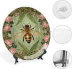 Art Nouveau William Morris Forest Roses And Bees Decorative Plate of 6", 7", 8", 10", Customize Christmas Ceramic Dinner Plates, Custom Gifts, Kitchen Display Household, with Vertical Stand