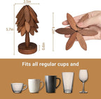 Yuoyar Coasters, Wooden Tree-Shaped sapele Wood Drink Coasters Set for Coffee Table, Kitchen Table Decor