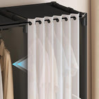Portable Closet,Portable Closets for Hanging Clothes,Japanese Style Wardrobe Clothing Rack with 4 Drawers,3 Hanging Rods and 6 Storage Shelves,56.2" L x 17.7" W x 65.1" H,Black