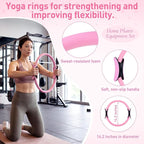 11 Pcs Pink Yoga Accessories Set for Women, Home Pilates Essential Kit for Workout Gym Lover Gifts with Yoga Mat Magic Circle Tote Bag 3 Resistance Bands Strap Socks Towel Ball TPE Loop