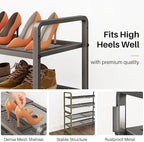 SNTD Shoe Rack - Expandable Shoe Organizer for Closet, Adjustable Metal Shoe Shelf Storage, Stackable Long Shoe Stand Holder for Garage, Entryway, Door Entrance (Grey, 4-Tier)
