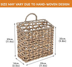 Magazine Holder Metal Frame Woven Wall Basket Hanging Magazine Storage Mail Organizer Rack for Entryway Office Bathroom Laundry Room Kitchen Home Decor Small Spaces Apartment Living Room Hallway
