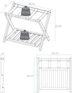 Casual Home Foldable Solid Wood Fully-Assembled Luggage Rack, 26.75"Wide with Shelf, Honey Oak