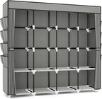 Portable Closet for Hanging Clothes, 67 Inch Wide Portable Wardrobe Closet with Cover, 4 Hanging Rod, Storage Shelves and Side Pockets, Large Free Standing Closet for Bedroom, Grey