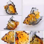 LCCCK Sea Glass Art Figurines Hand Blown Conch Shell Sculpture, Gray Sea Glass Decor Creative Conch Seashell Statue - for Coastal Room Decor Knick Knacks Home Decor Kitchen Decorations Above Cabinets