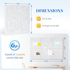 DOLLAR BOSS Felt Cork Board Tiles, 6 Packs 12" x 12" 1/2" Thick Cork Bulletin Board Self Adhesive Corkboards for Walls with 60 Pushpins for Home Office Kitchen School Decor Display, Light Grey