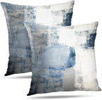 Throw Pillow Covers 18x18 Set of 2 Blue and Grey Art Throw Pillow Covers Soft Decorative Couch Pillow Covers for Home Living Room Bedroom