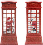 Wondise Snow Globe with Timer, Battery Operated Telephone Booth Snow Globes Spinning Water and Swirling Glitter (Santa)