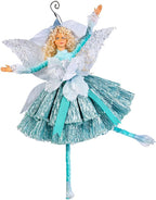 STP GOODS Christmas Decor Collectible Doll 12" Figurine for Home Decor & Holiday Posable Fairy Doll Indoor Christmas Seasonal, Christmas Doll, Christmas Fairy (Fairy in Turquoise)
