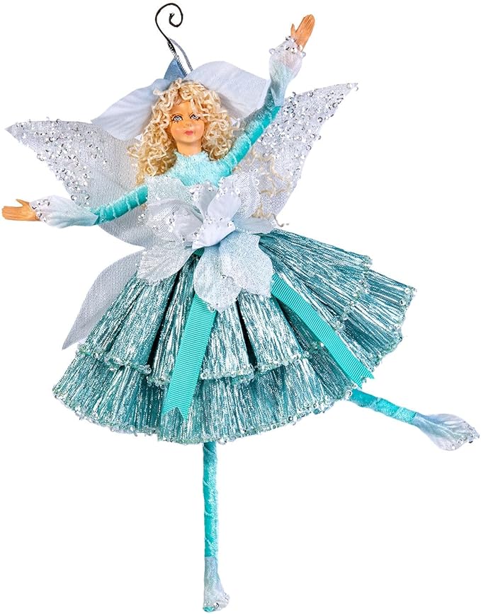 STP GOODS Christmas Decor Collectible Doll 12" Figurine for Home Decor & Holiday Posable Fairy Doll Indoor Christmas Seasonal, Christmas Doll, Christmas Fairy (Fairy in Turquoise)