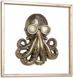 JJALIGHTS Exquisite Resin Animal Head Wall Sculpture (Gift Metal Frame) - octo Imitation Copper Vintage Decor for Living Room, Bedroom & Office | Decorative Wall Hanging Art (Octopus)