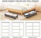 Under Bed Storage with Wheels 2-Pack, 75L XXL Under the Bed Storage Containers Large, 12" Tall Adjustable Storage for Underbed with Lids, Rolling for Clothes, Shoes, Blankets (Grey)