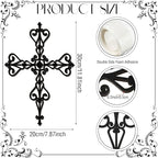 Soaoo 6 Pcs Wooden Wall Crosses Decor Religious Antique Hand Carved Wall Hanging Cross for Home Decor Decorative Cross Catholic Crucifix for Living Room, 12 x 8 Inch