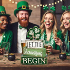 Lineshading 4 Pcs St Patricks Day Table Decor Wooden Shamrocks St Patrick's Day Tiered Tray Decor Irish Centerpiece Green Lucky Shamrocks Block Signs for Saint Patty's Party Home Kitchen