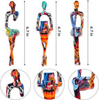 3-Piece Graffiti Abstract Women Thinker Sculptures, Colorful Resin Modern Art Figurines for Home Living Room Office Shelf Table Desk Bookshelf Decor