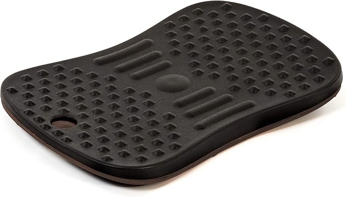 Seville Classics airLIFT Premium Anti Fatigue Wooden Balance Wobble Board Mat w/Massage Points, for Office Standing Desk, Home, Exercise, Therapy, Sports Training, Black, 20"W x 14"D