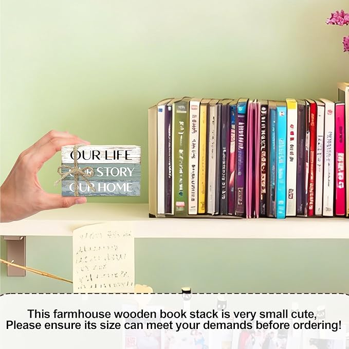 Decorative Books for Home Decor, Rustic Wood Book Stack for Table Decor, Our Life Our Story Our Home Decoration Books for Living Room Bookshelf, Farmhouse Stacked Books Decoration (L59)