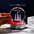 Movdyka 3D Crystal Ball Statue of Liberty New York Souvenirs Gifts for Women Men Snow Globe Night Light, Laser Engraved Empire State Building Figurine Home Room Decor Glass Art Crafts