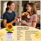 Get Well Gifts for Women Men, Inspirational Positive Sunflower Emotional Support Crochet - First Father's Day Birthday Galentines Graduation Cheer Up Gifts for Teens Students Coworker Best Friends