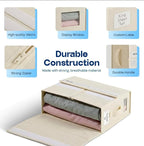 IBRAKIM Bedsheet Organizer Set of 4, Linen Storage Organizer for Closet and Under Bed, Foldable Bedding Organizer for Sheets, Blankets, Comforters, Closet Storage Bins, Beige