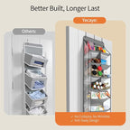 Yecaye Over the Door Shoe Organizer Hanging with Large Pockets, 8 Tier Back of Door Storage for Nursery, Closet and Bathroom, Partition Behind Door Organizers Shelf with Baby Clothes (1 Pack, Grey)