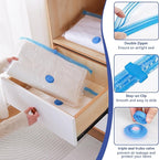 12 Pack Vacuum Seal Bags with Rechargeable Air Pump for Clothing, Vacuum Storage Bags for Clothing, Vacuum Seal Bags for Clothing Travel, Space Saver Vacuum Storage Bags, White