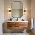 ANDY STAR Brushed Bronze Scalloped Mirror, 26"x38" Bathroom Vanity Mirror, Antique Scalloped Mirror in Premium Stainless Steel Frame, Timeless Shape with Unique Flair, Hangs Vertically/Horizontally