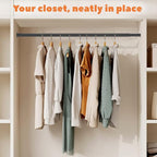Closet Rod 50-87 Inches, Adjustable Heavy Duty Metal Black Closet Rods for Hanging Clothes 1.3 Inches Diameter for Wardrobes Laundry
