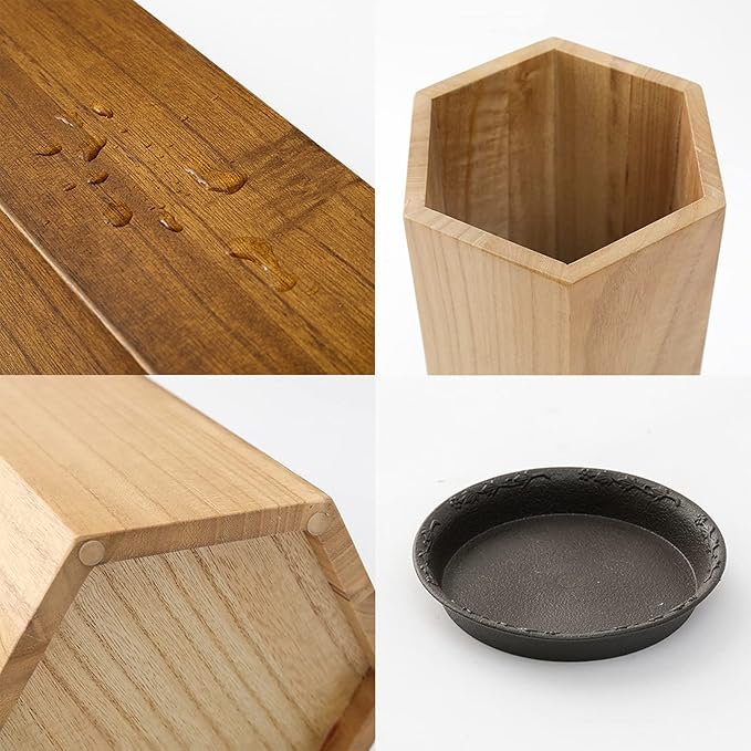 ROYUMI Umbrella Stand 19" Hexagon Wooden Umbrella Holder, Umbrella Stands for Entryway, Walnut/Oak Indoor Umbrella Holder, Water-Resistant Umbrella Storage Solution (Color : Oak)