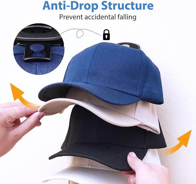 Hat Organizer for Baseball Caps for wall,2 Pack Cap Racks, Rack Hanger Storage Display Holder Hooks Stand for Closet Door,Hold Up to 40 Hats