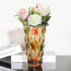 CEMABT 9.5inch 3.4 lb Glass Vases for Flowers Unbreakable Thickened Morden vase for Tables Centerpieces,Colorful,Vintage and Clear Rose Large Flower vases for Bouquet Unique Gifts（Rosa Colorful）