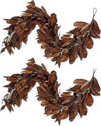 Brown Leaf Wreath, Artificial Realistic Reusable Leaf Swag Fall Porch Decorations Outdoor for Mantle Fall Decorations for Home (1-180)