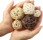 Patelai 36 Pcs Wicker Rattan Balls Decorative Balls for Vase Centerpiece Bowls Orbs Filler for Home Decor,4 Sizes(White, Wood Color, Light Tan, Coffee,2.4'',2'',1.6'',1.2'')