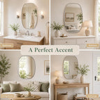 USHOWER Silver Oval Arch Bathroom Mirrors for Over Sink, 20x30 Inch Bathroom Vanity Mirror for Bathroom, Bedroom, Vanity, Entryway, Aluminium Frame, Anti-Rust, Modern Wall Decor