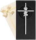 Baby Wall Cross Baptism Gifts for Boys, 7-inch Silver Praying Catholic Boy Baptism Crosses for Christening, First Holy Communion & Baby Dedication Gifts, Baptismal Cross Newborn Nursery Decor