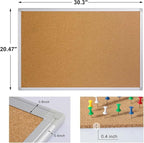 2-Pack Cork Board Bulletin Board 20 x 30 Inches, Silver Aluminium Framed Corkboard, Office Board for Wall Cork, Large Wall Mounted Notice Pin Board with 32 Pins