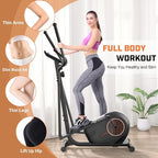 ANCHEER Elliptical Exercise Machine, Elliptical Trainer for Home Gym, Exercise Equipment 500Lbs Max Weight, Ultra-Silent Elliptical Machine, with Smooth 14 Resistance Levels Pulse Rate Grips
