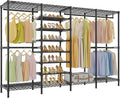 VIPEK S4 Heavy Duty Clothes Rack with Shoe Shelves Freestanding Clothing Rack with 6-Tier Shoe Rack, 4 Hanging Rod, Adjustable Shelf, Walk in Closet Organizer Garment Rack, Black