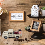Coffee Bar Decor Vintage Mini Metal Pickup Truck Decor with Book Accessories for Coffee Station, Farmhouse Tiered Tray Table Decorations for Home Kitchen, Cafe